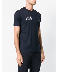 dunkelblaues bedrucktes T-Shirt mit einem Rundhalsausschnitt von Emporio Armani