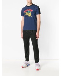 dunkelblaues bedrucktes T-Shirt mit einem Rundhalsausschnitt von Kenzo