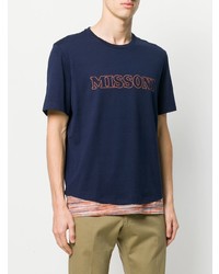 dunkelblaues bedrucktes T-Shirt mit einem Rundhalsausschnitt von Missoni