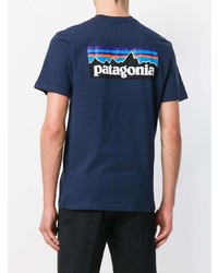 dunkelblaues bedrucktes T-Shirt mit einem Rundhalsausschnitt von Patagonia