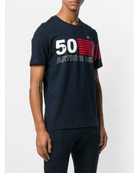 dunkelblaues bedrucktes T-Shirt mit einem Rundhalsausschnitt von Le Coq Sportif