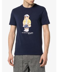 dunkelblaues bedrucktes T-Shirt mit einem Rundhalsausschnitt von Polo Ralph Lauren