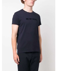 dunkelblaues bedrucktes T-Shirt mit einem Rundhalsausschnitt von Aspesi