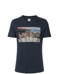 dunkelblaues bedrucktes T-Shirt mit einem Rundhalsausschnitt von The Goodpeople