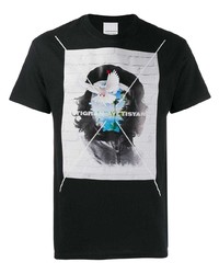 dunkelblaues bedrucktes T-Shirt mit einem Rundhalsausschnitt von Tigran Avetisyan