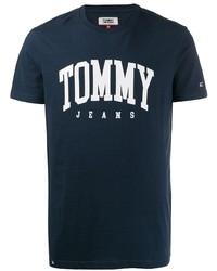 dunkelblaues bedrucktes T-Shirt mit einem Rundhalsausschnitt von Tommy Jeans