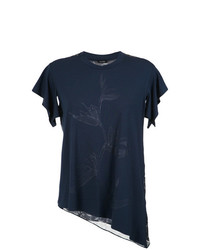 dunkelblaues bedrucktes T-Shirt mit einem Rundhalsausschnitt von Tufi Duek