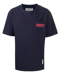 dunkelblaues bedrucktes T-Shirt mit einem Rundhalsausschnitt von U.P.W.W.