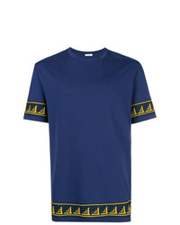 dunkelblaues bedrucktes T-Shirt mit einem Rundhalsausschnitt von Versace Collection