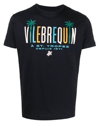 dunkelblaues bedrucktes T-Shirt mit einem Rundhalsausschnitt von Vilebrequin