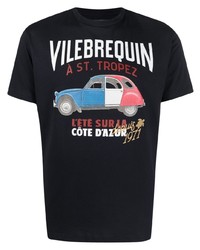 dunkelblaues bedrucktes T-Shirt mit einem Rundhalsausschnitt von Vilebrequin
