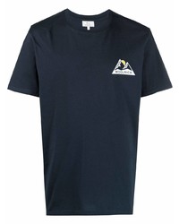 dunkelblaues bedrucktes T-Shirt mit einem Rundhalsausschnitt von Woolrich