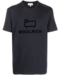 dunkelblaues bedrucktes T-Shirt mit einem Rundhalsausschnitt von Woolrich