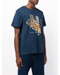dunkelblaues bedrucktes T-Shirt mit einem Rundhalsausschnitt von Puma