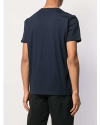 dunkelblaues bedrucktes T-Shirt mit einem Rundhalsausschnitt von Alpha Industries
