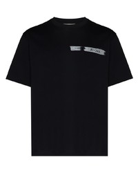 dunkelblaues bedrucktes T-Shirt mit einem Rundhalsausschnitt von Z Zegna