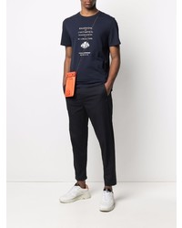 dunkelblaues bedrucktes T-Shirt mit einem Rundhalsausschnitt von Zadig & Voltaire