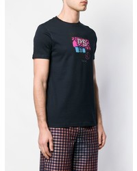 dunkelblaues bedrucktes T-Shirt mit einem Rundhalsausschnitt von Ps By Paul Smith