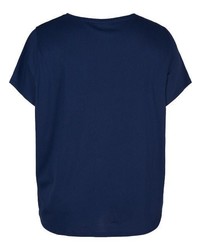 dunkelblaues bedrucktes T-Shirt mit einem Rundhalsausschnitt von Zizzi