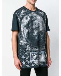 dunkelblaues bedrucktes T-Shirt mit einem Rundhalsausschnitt von Balmain