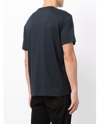 dunkelblaues bedrucktes T-Shirt mit einem V-Ausschnitt von Armani Exchange