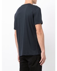 dunkelblaues bedrucktes T-Shirt mit einem V-Ausschnitt von Armani Exchange