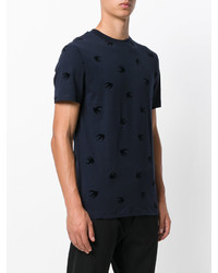 dunkelblaues bedrucktes T-shirt von McQ