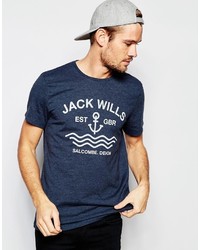 dunkelblaues bedrucktes T-shirt von Jack Wills