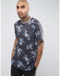 dunkelblaues bedrucktes T-shirt von Asos