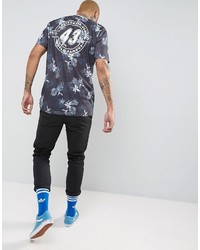 dunkelblaues bedrucktes T-shirt von Asos