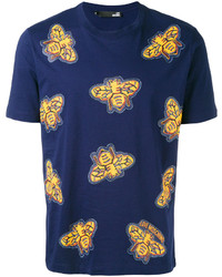 dunkelblaues bedrucktes T-shirt von Love Moschino
