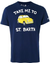 dunkelblaues bedrucktes T-shirt von MC2 Saint Barth