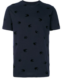 dunkelblaues bedrucktes T-shirt von McQ