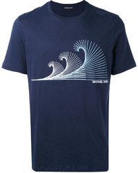 dunkelblaues bedrucktes T-shirt von MICHAEL Michael Kors
