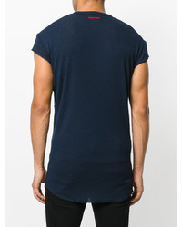 dunkelblaues bedrucktes T-shirt von DSQUARED2