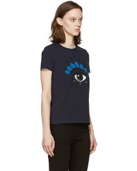 dunkelblaues bedrucktes T-shirt von Kenzo