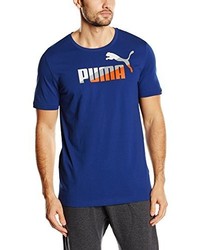 dunkelblaues bedrucktes T-shirt von Puma