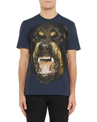 dunkelblaues bedrucktes T-shirt von Givenchy
