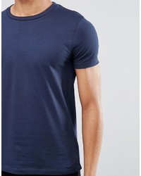 dunkelblaues bedrucktes T-shirt von Asos