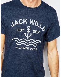 dunkelblaues bedrucktes T-shirt von Jack Wills