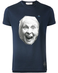 dunkelblaues bedrucktes T-shirt von Vivienne Westwood