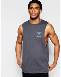 dunkelblaues bedrucktes Trägershirt von Asos