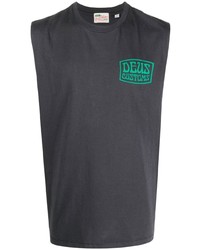dunkelblaues bedrucktes Trägershirt von Deus Ex Machina