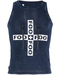 dunkelblaues bedrucktes Trägershirt von FOO AND FOO
