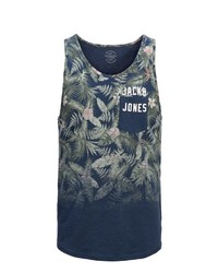 dunkelblaues bedrucktes Trägershirt von Jack & Jones