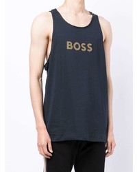 dunkelblaues bedrucktes Trägershirt von BOSS