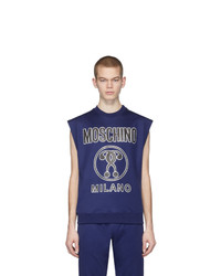 dunkelblaues bedrucktes Trägershirt von Moschino