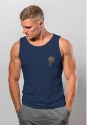 dunkelblaues bedrucktes Trägershirt von Neverless