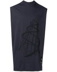 dunkelblaues bedrucktes Trägershirt von Rick Owens DRKSHDW