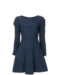 dunkelblaues besticktes ausgestelltes Kleid von Antonino Valenti